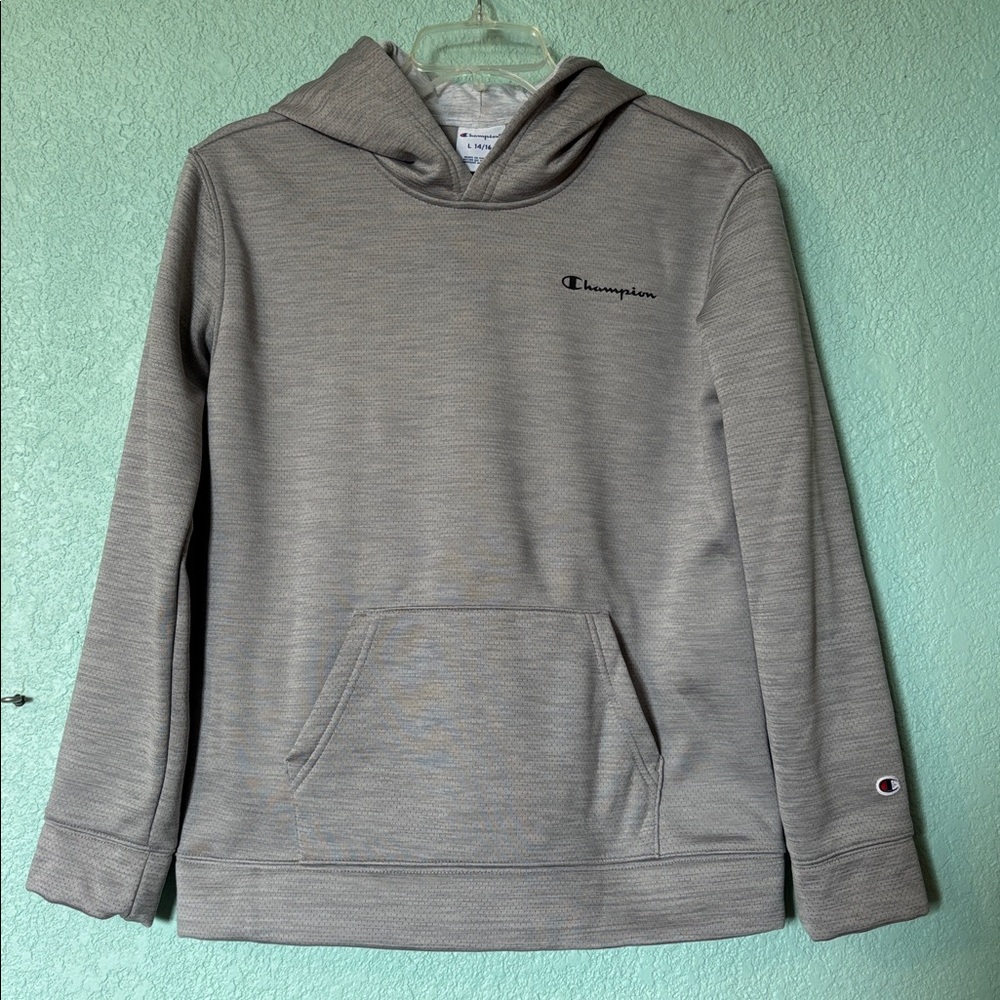 Champion Grey Pullover Hoodie, Youth L 14/16 - like new